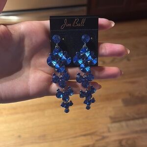 Blue Crystal Drop Earrings